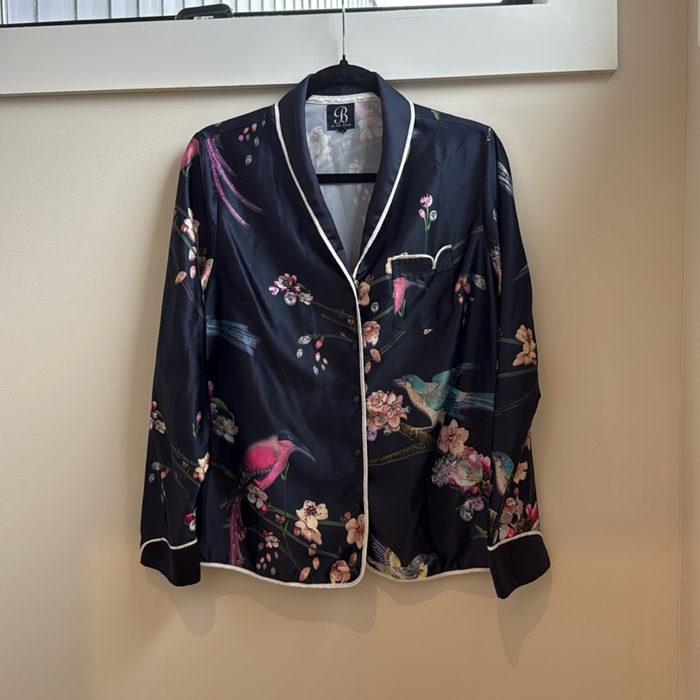 Ted Baker London Floral Satin Top - Black and Multicolor